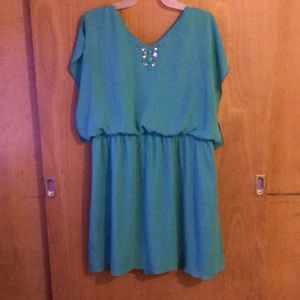 Blue Jeweled Dress with cutout arm